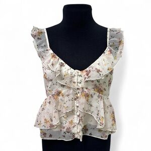 Abercrombie & Fitch Floral Ruffle Tank Top